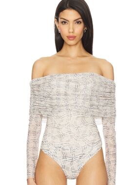 NWT AFRM Maxine bodysuit in lace plaid